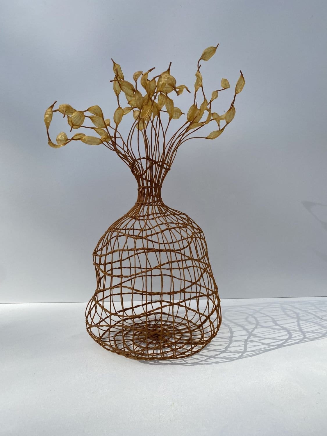 Woven Vase In Yellow Ochre