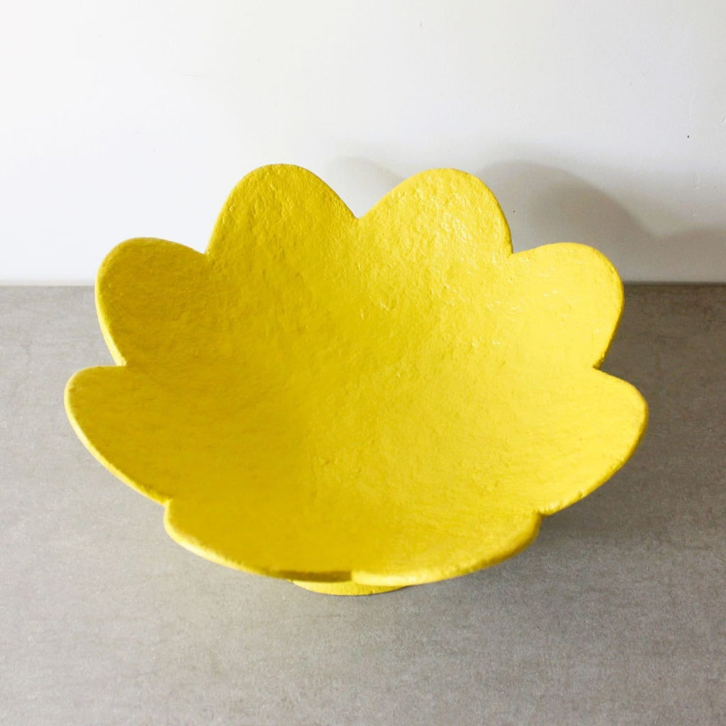 Scalloped Pedestal Bowl - Canary Yellow