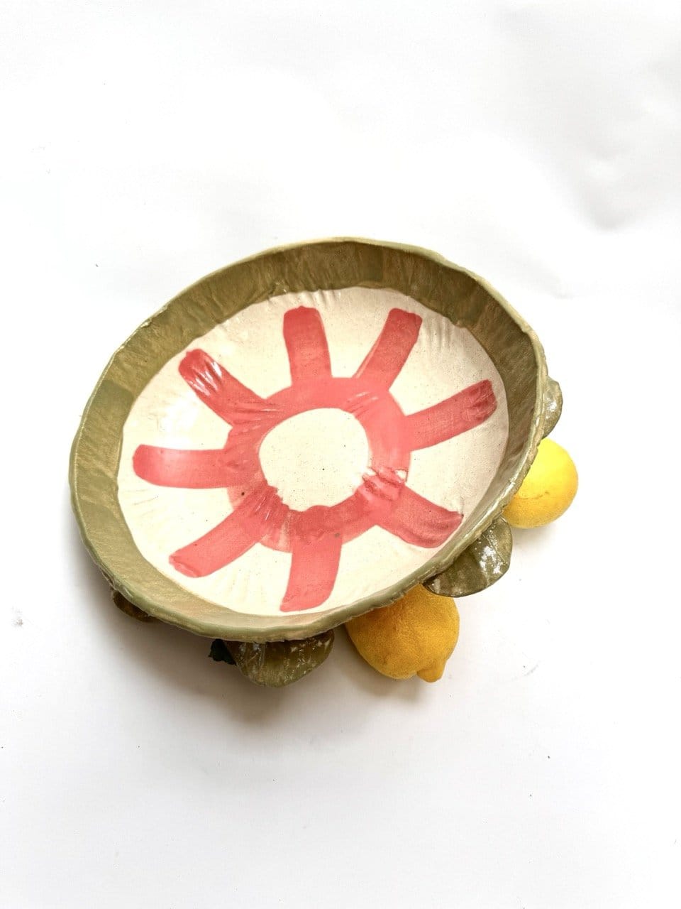 Salad Bowl - 'Pink Green'-Ceramics-Lauren Barton-Greenhouse Interiors Pty Ltd