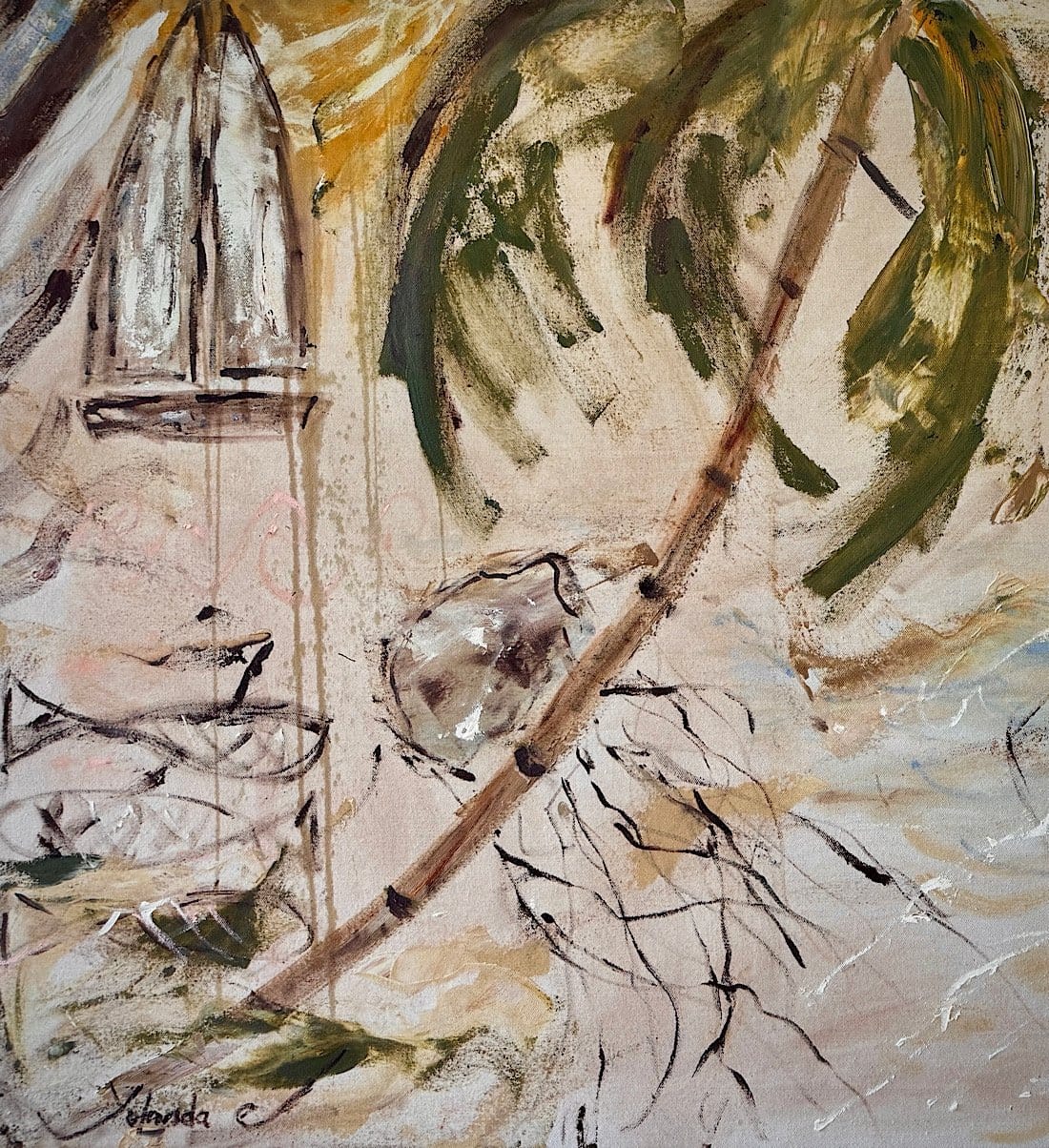 Sun-Washed And Half Listening - Original Art