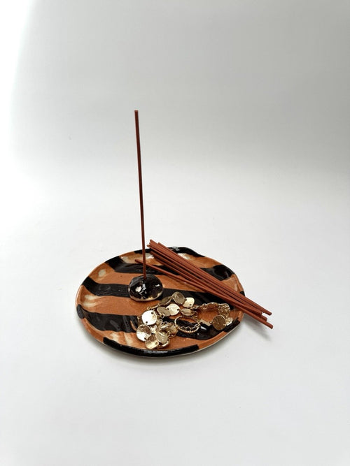 Dish + Incense Rock Choc/ Copper