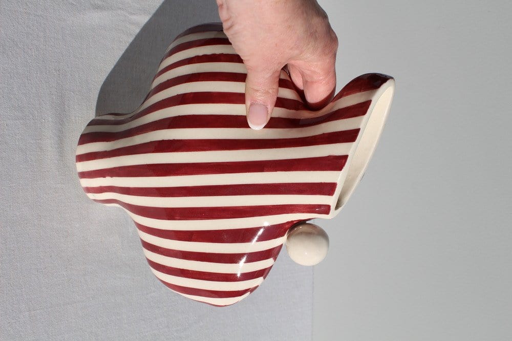 Burgundy Striped Vessel