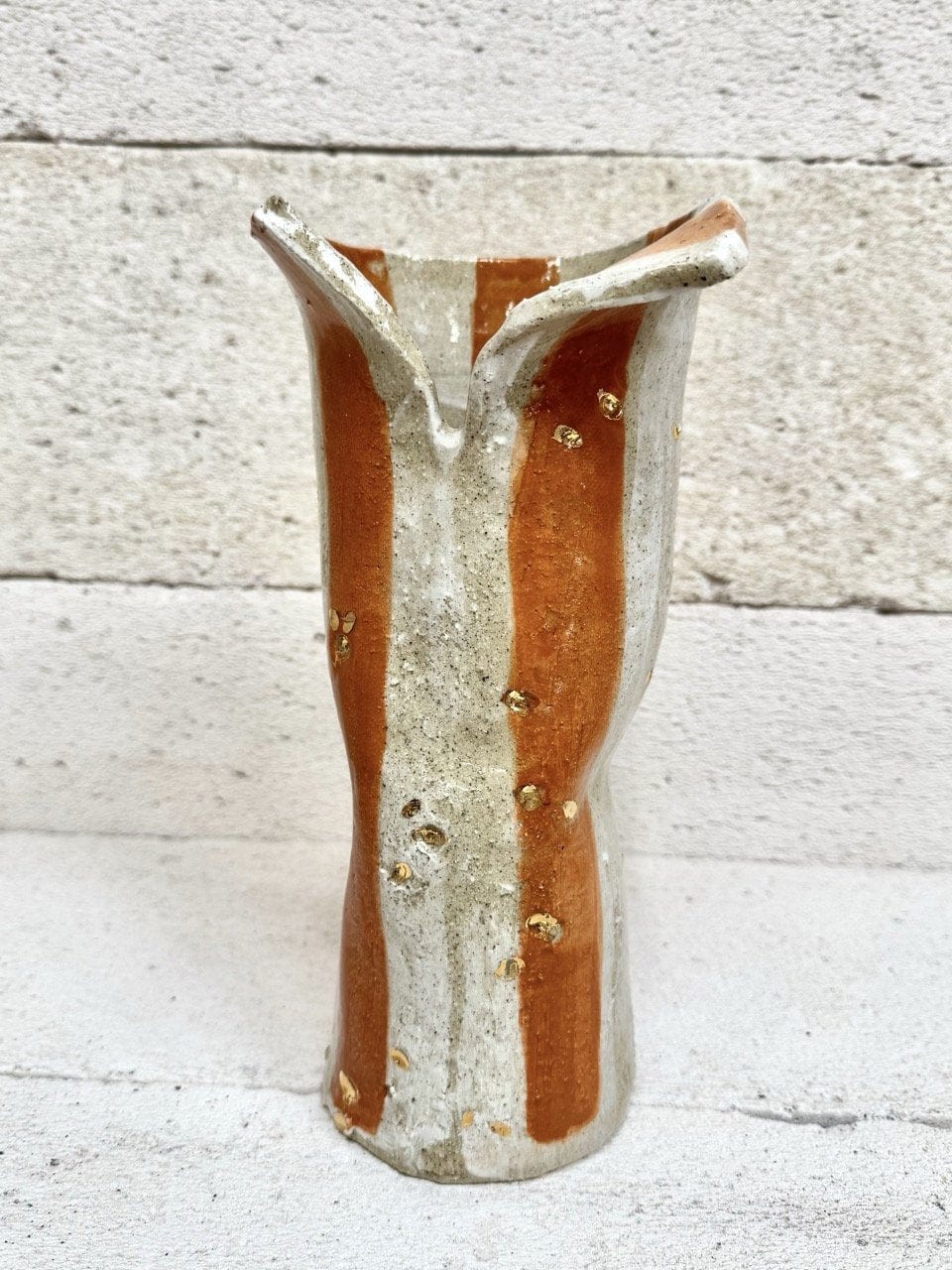 Skinny Crush Vase - 'Gold Copper Stripe'