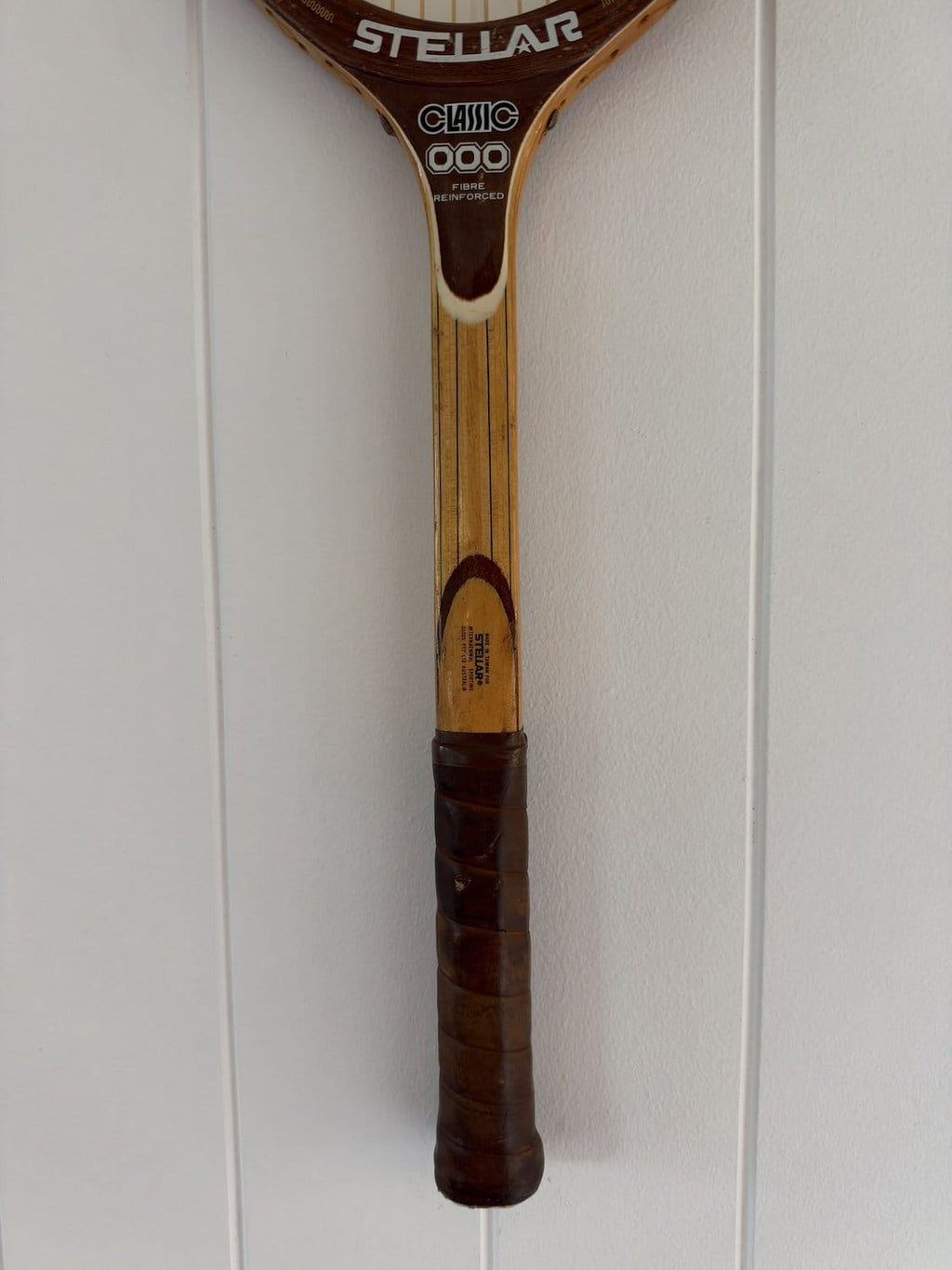 Vintage Tennis Racquet Wall Art - Pink & Yellow Stripe Heart
