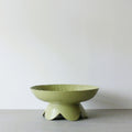 Pedestal Bowl With Scalloped Base - Olive-Vases & Vessels-Ode to Elma-Greenhouse Interiors Pty Ltd