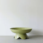 Pedestal Bowl With Scalloped Base - Olive