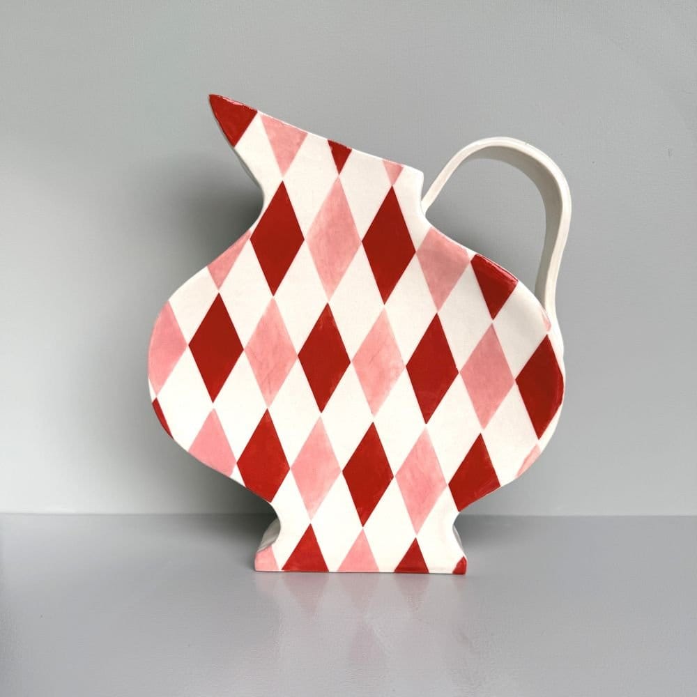 Red And Pink Harlequin Jug