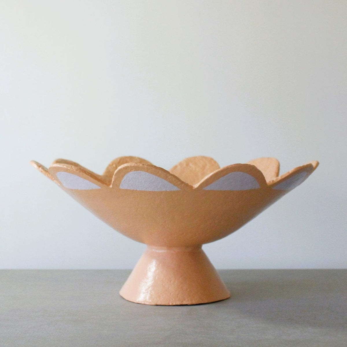 Scalloped Pedestal Bowl - Apricot / Lilac