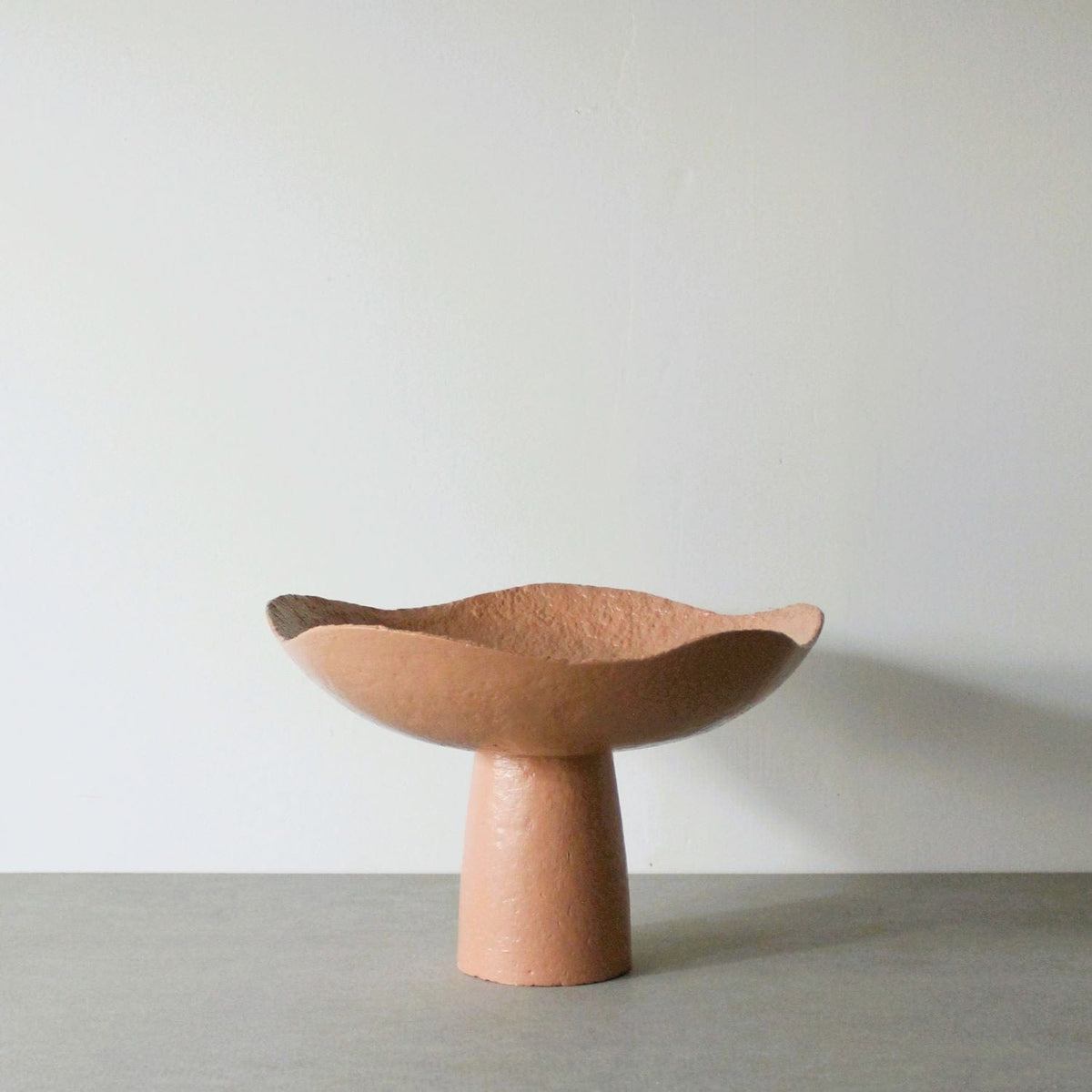 Wavy Pedestal Bowl (Tall) - Pink Clay