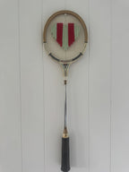 Vintage Squash Racquet Wall Hanging With Woven Heart - Minty Stripe