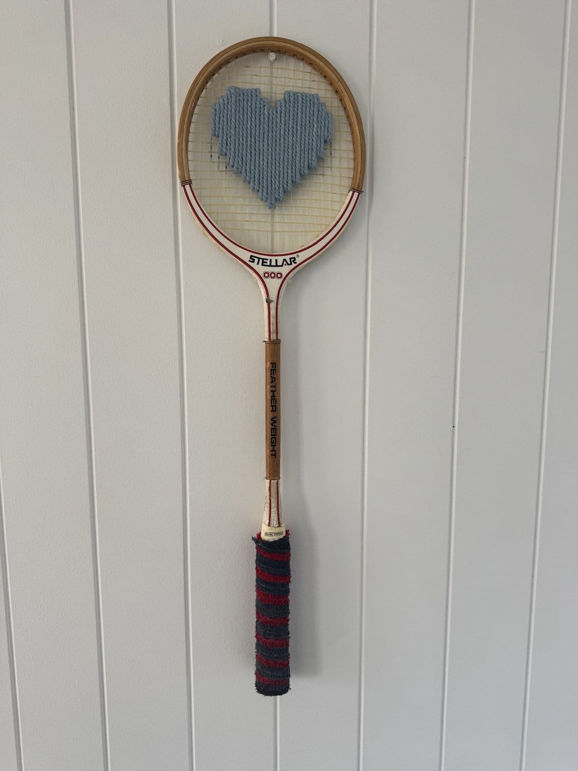 Vintage Squash Racquet With Woven Heart - Denim Blue