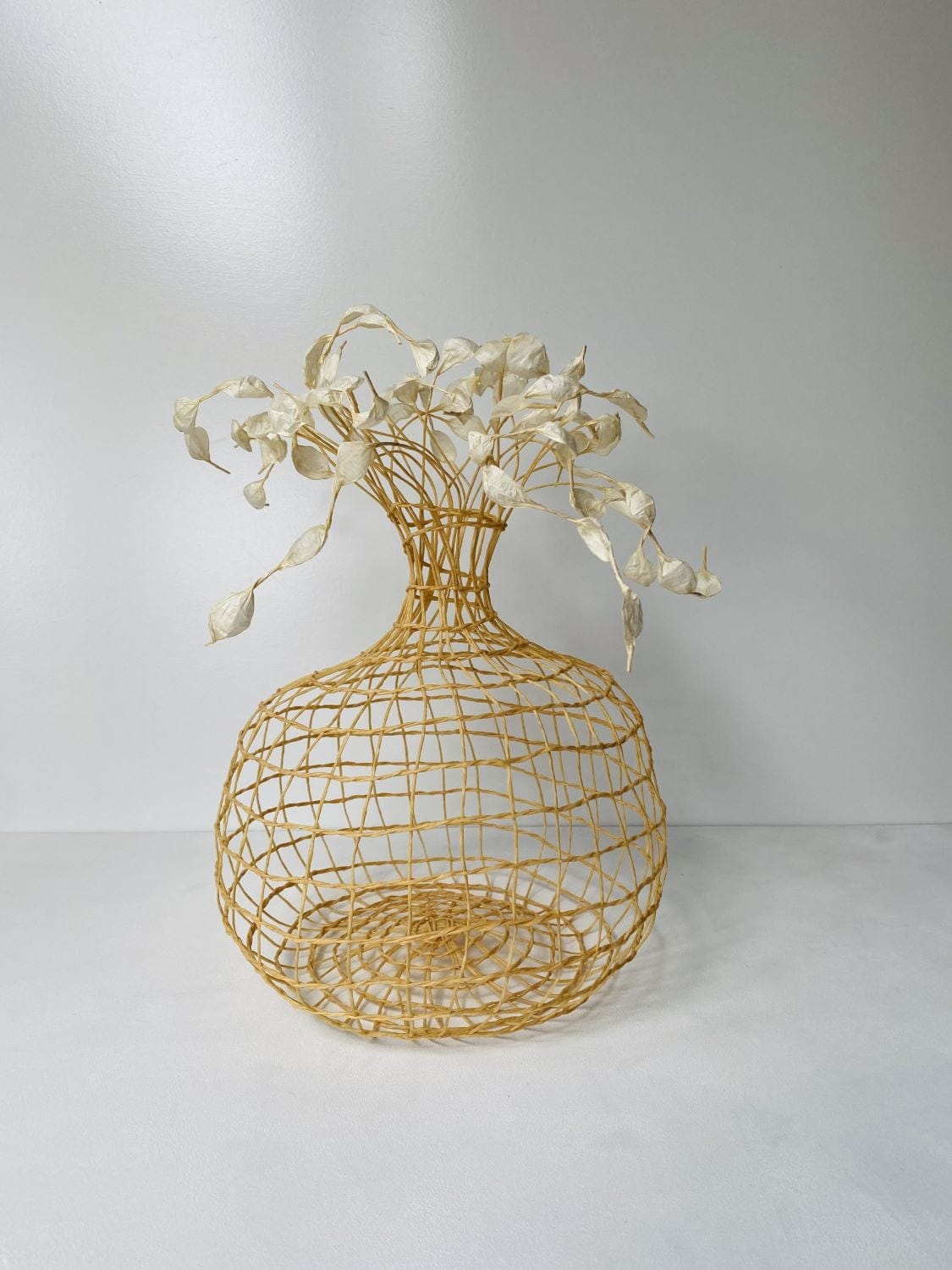 Woven Vase In Pale Yellow