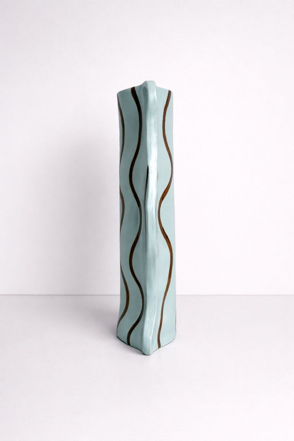 Tartan Tart Vessel In Light Blue And Choc Brown-Ceramics-Formantics-Greenhouse Interiors Pty Ltd