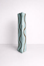 Tartan Tart Vessel In Light Blue And Choc Brown-Ceramics-Formantics-Greenhouse Interiors Pty Ltd