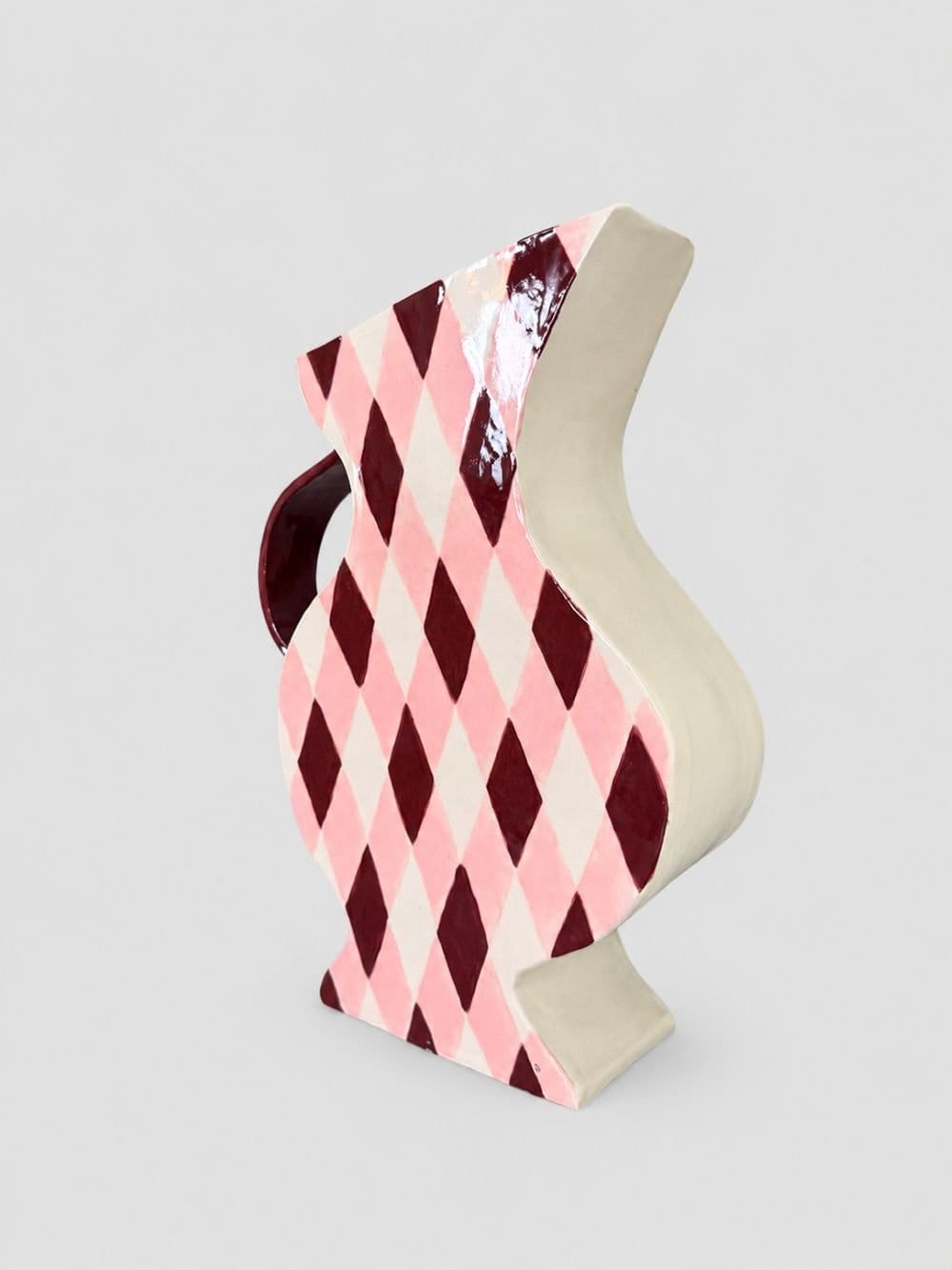 Harlequin Vessel In Burgundy And Pink