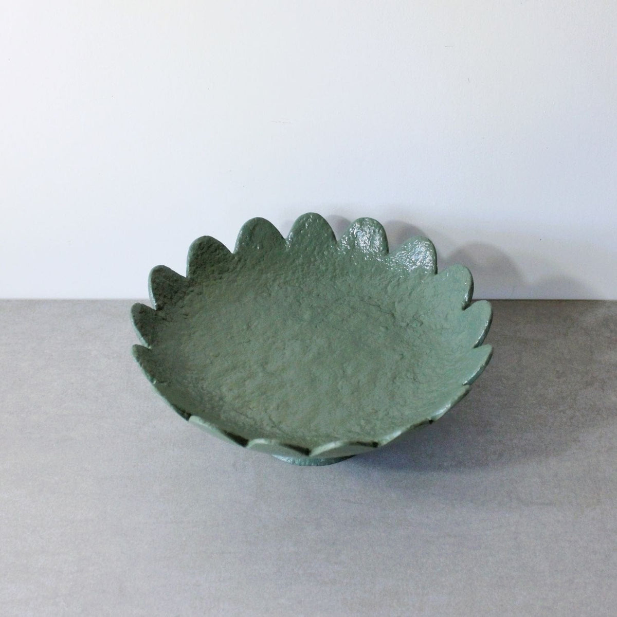 Scalloped Pedestal Bowl - Forest Green