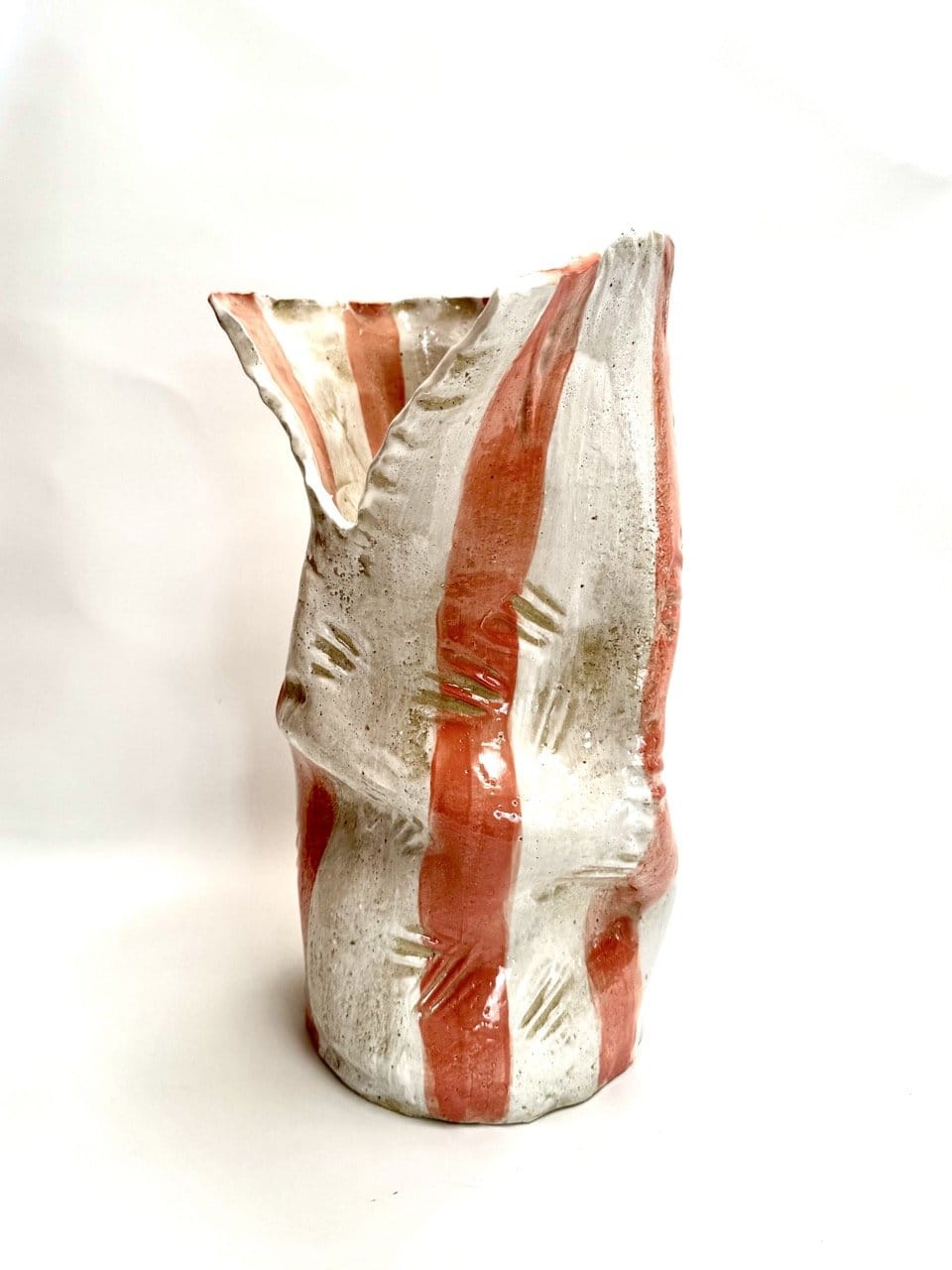 Tall Crush Vase 'White Pink'