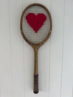 Vintage Tennis Racquet Wall Art - Red Heart