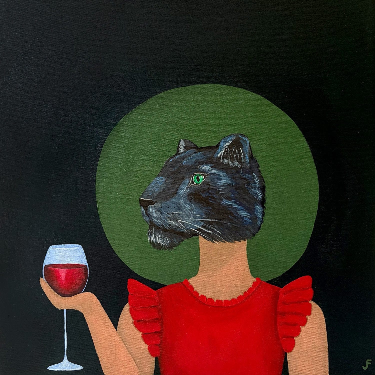 Panther in Red Dress - Limited Edition Print