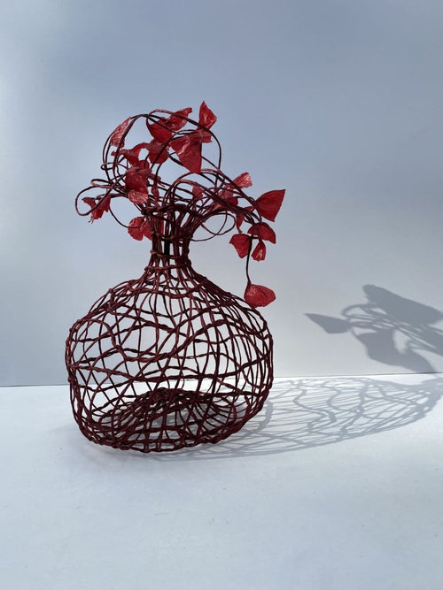 Woven Vase In Red