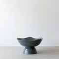 Wavy Pedestal Bowl - Charcoal Blue-Baskets & Bowls-Ode to Elma-Greenhouse Interiors Pty Ltd