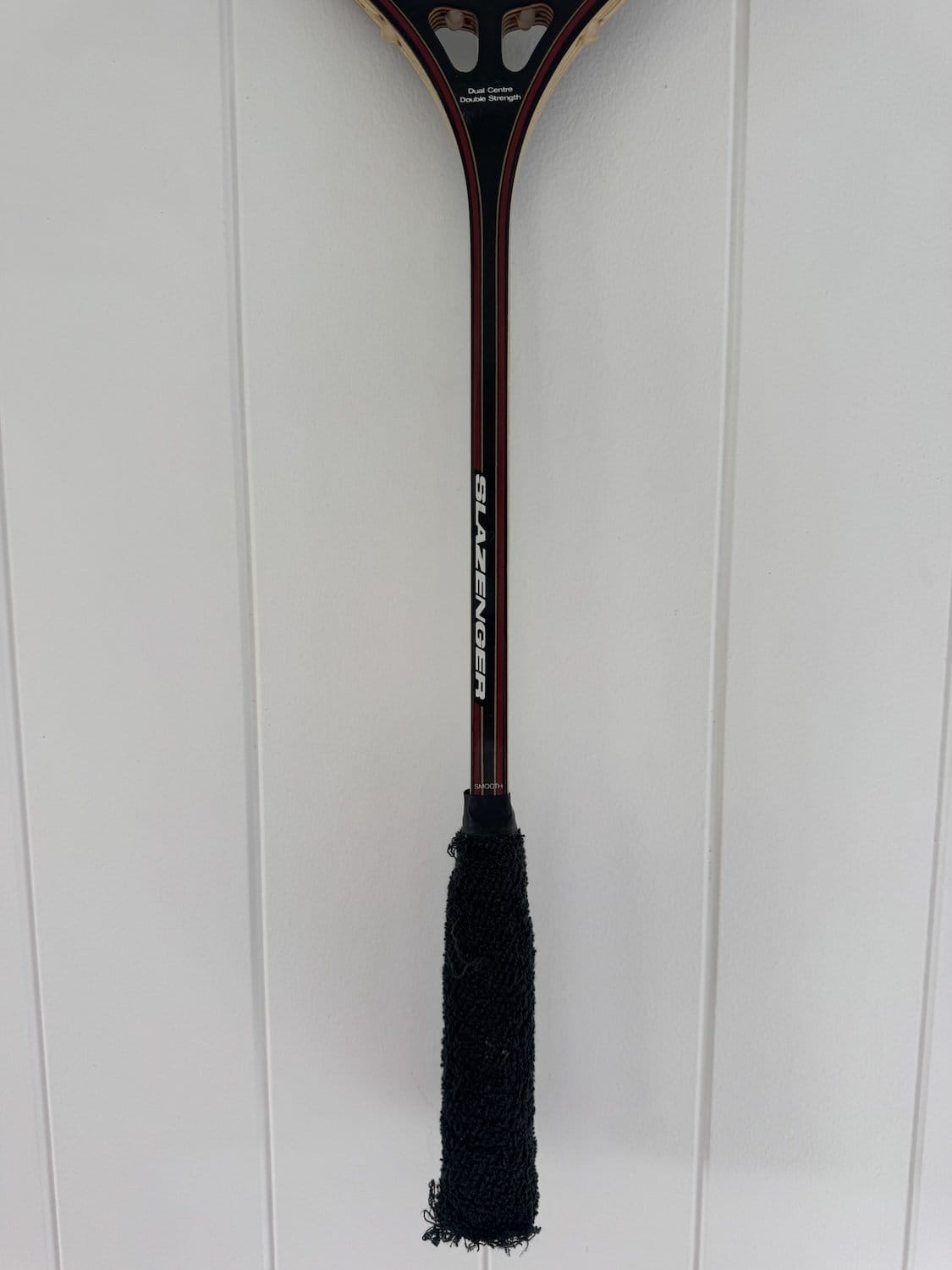 What A Racquet! Vintage Squash Racquet Wall Hanging With Woven Heart - Black-Wall Hangings-What A Racquet-Greenhouse Interiors Pty Ltd