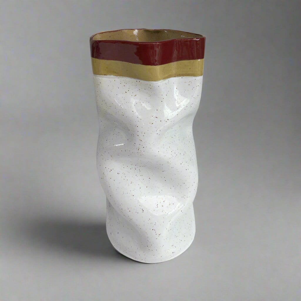 Slouch Vessel In Burgundy And Golden Green