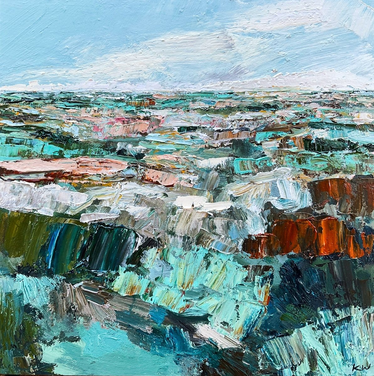 Blue Divide Original Artwork-Original Art-Katie Wyatt-Greenhouse Interiors Pty Ltd