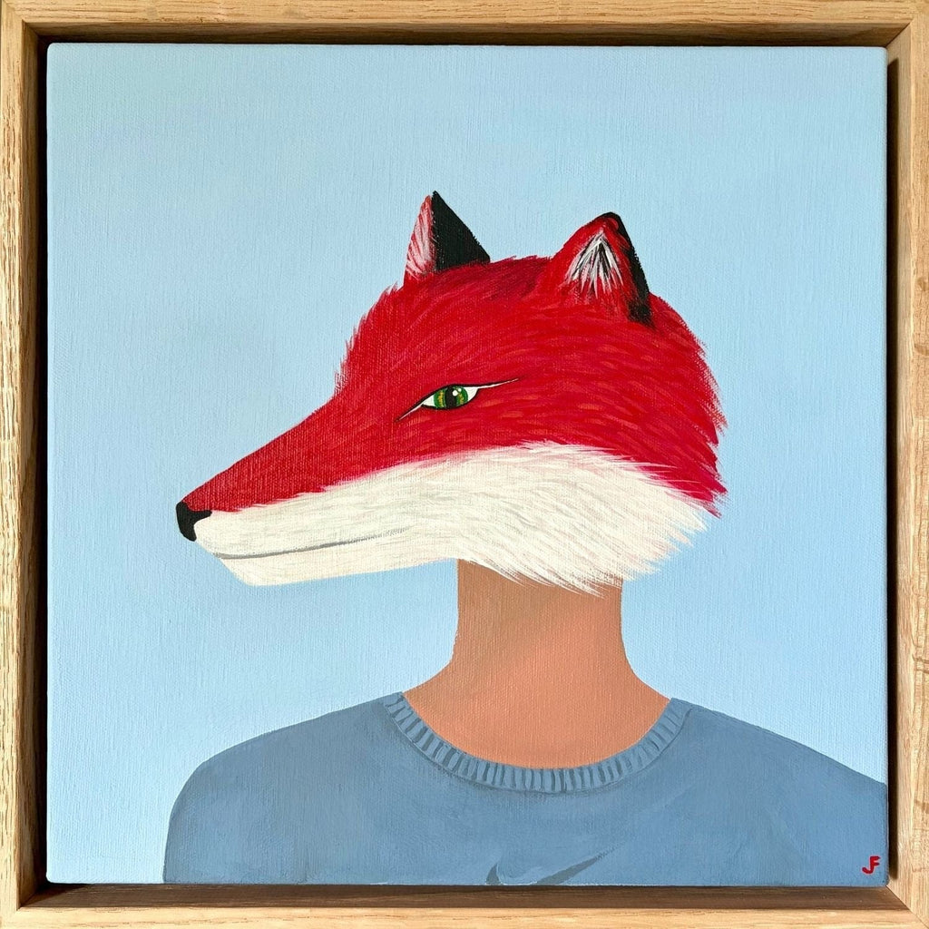 Fox In Blue Shirt - Original Artwork