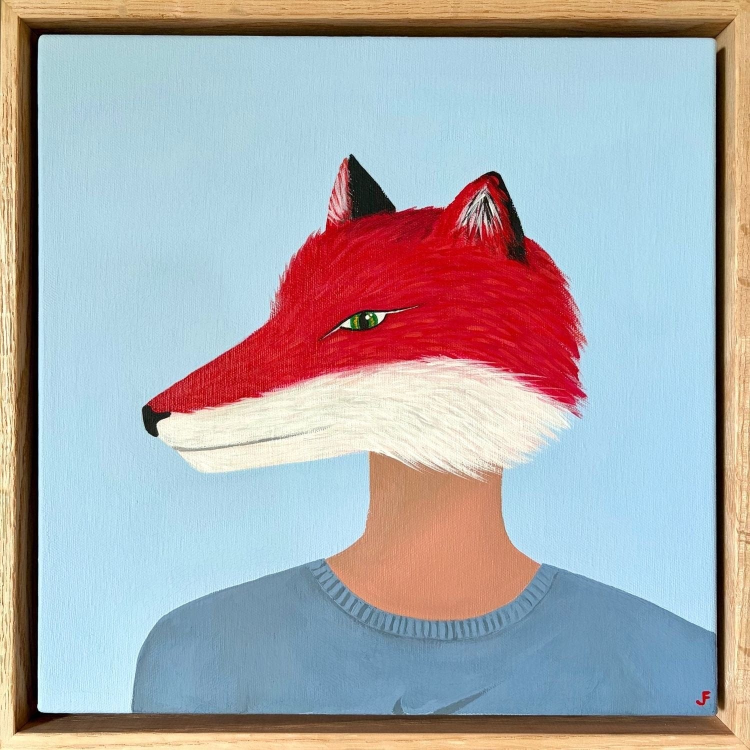 Fox In Blue Shirt - Original Artwork