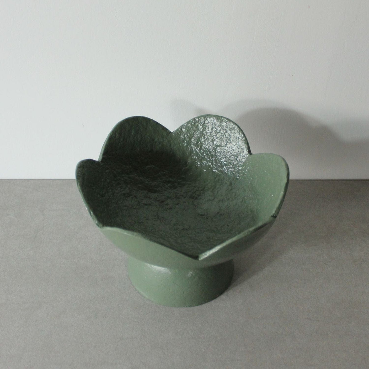 Scalloped Pedestal Bowl - Forest Green