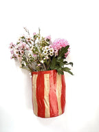 Mid Crush Wall Vase 'Red Blush Stripe'