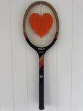 Vintage Tennis Racquet Wall Art - Orange Heart
