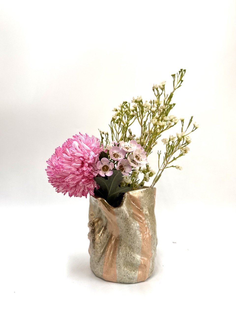 Short Crush Vase 'Gold Blush Stripe'