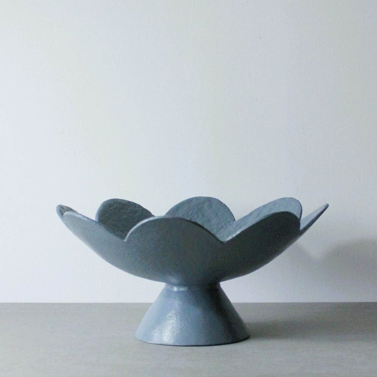 Scalloped Pedestal Bowl - Slate Blue