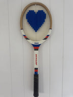 Vintage Tennis Racquet Wall Art - Blue Heart