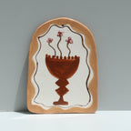 Art Tile - Chocolate Brown And Gold Vessel
