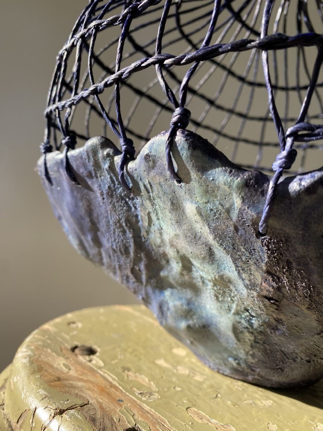 Plaster Of Paris Vessel In Shades Of Blue