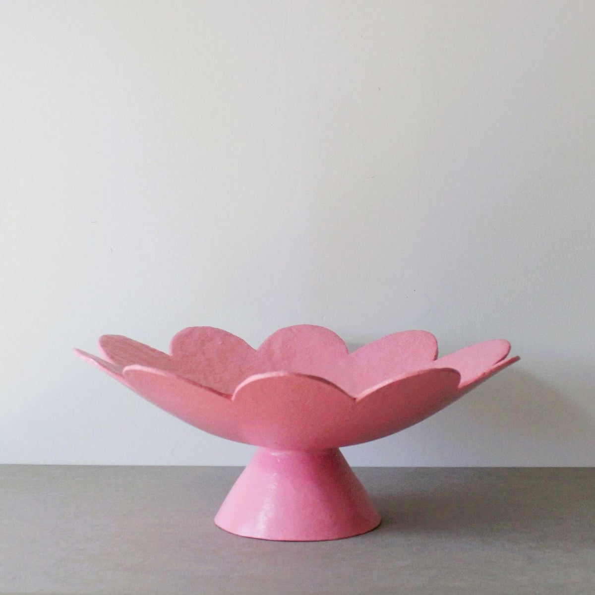 Scalloped Pedestal Bowl -  Pink