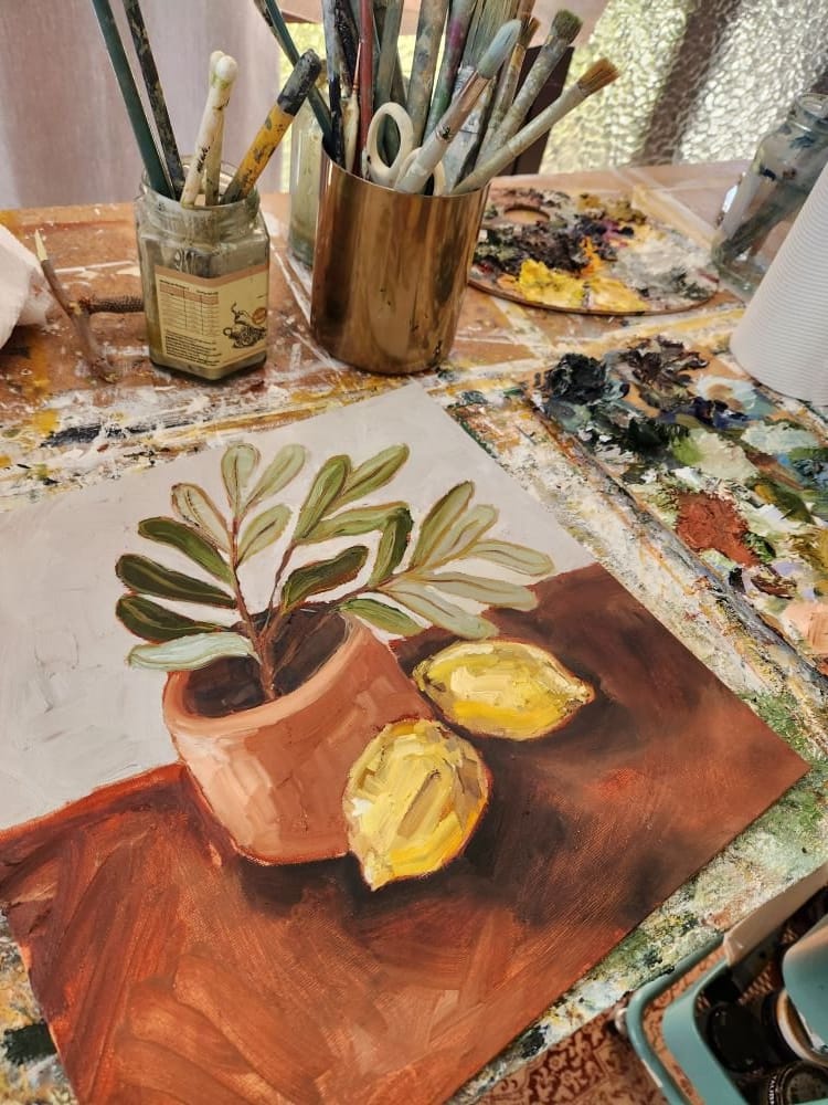 Lemon & Eucalypt - Original Art-Original Art-Michelle Keighley-Greenhouse Interiors Pty Ltd