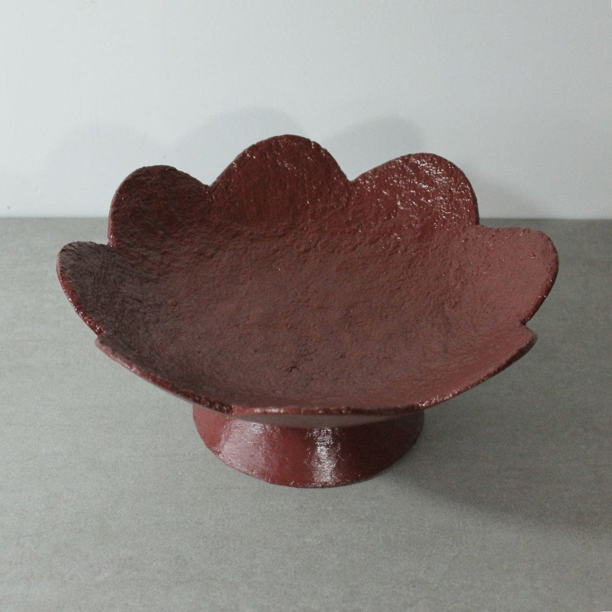 Scalloped Pedestal Bowl - Burnt Sienna