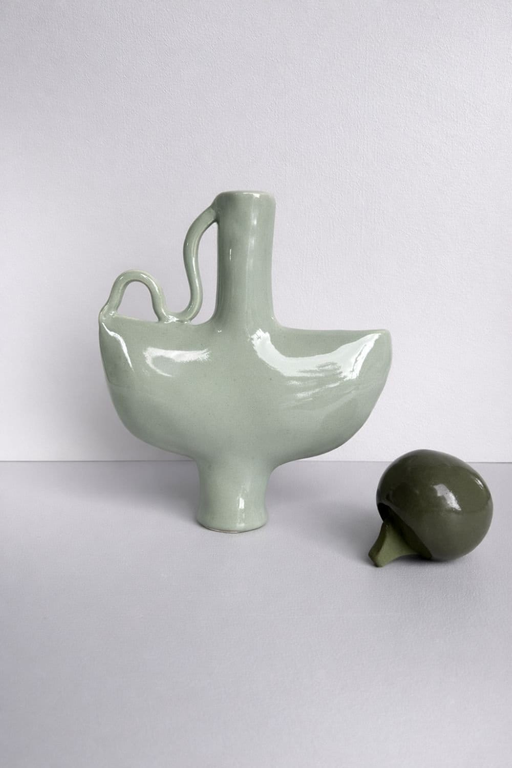 Tiny Dancer In Green With An Olive Green Stopper-Ceramics-Formantics-Greenhouse Interiors Pty Ltd