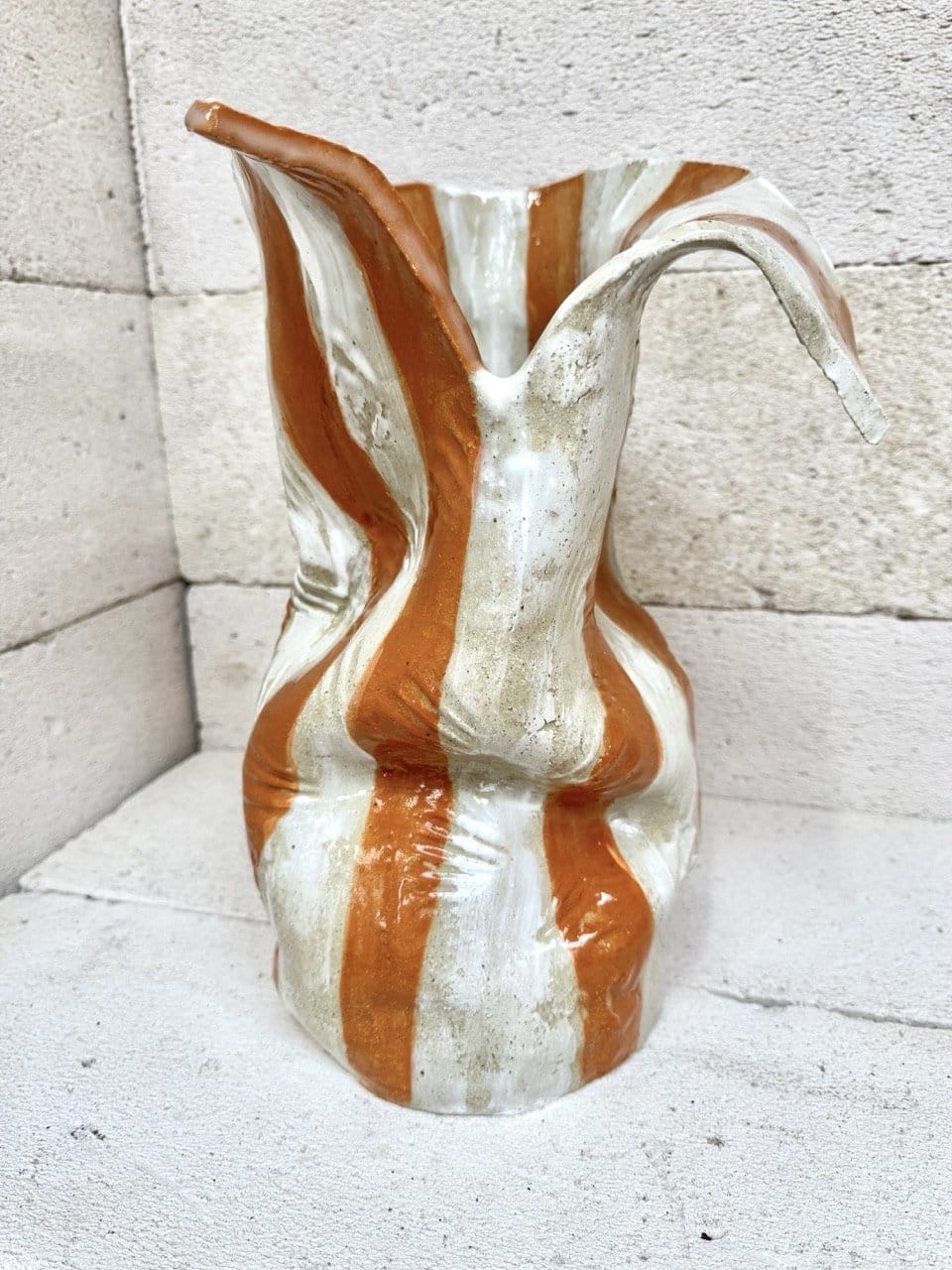 Tall Crush Vase 'Copper Stripe'