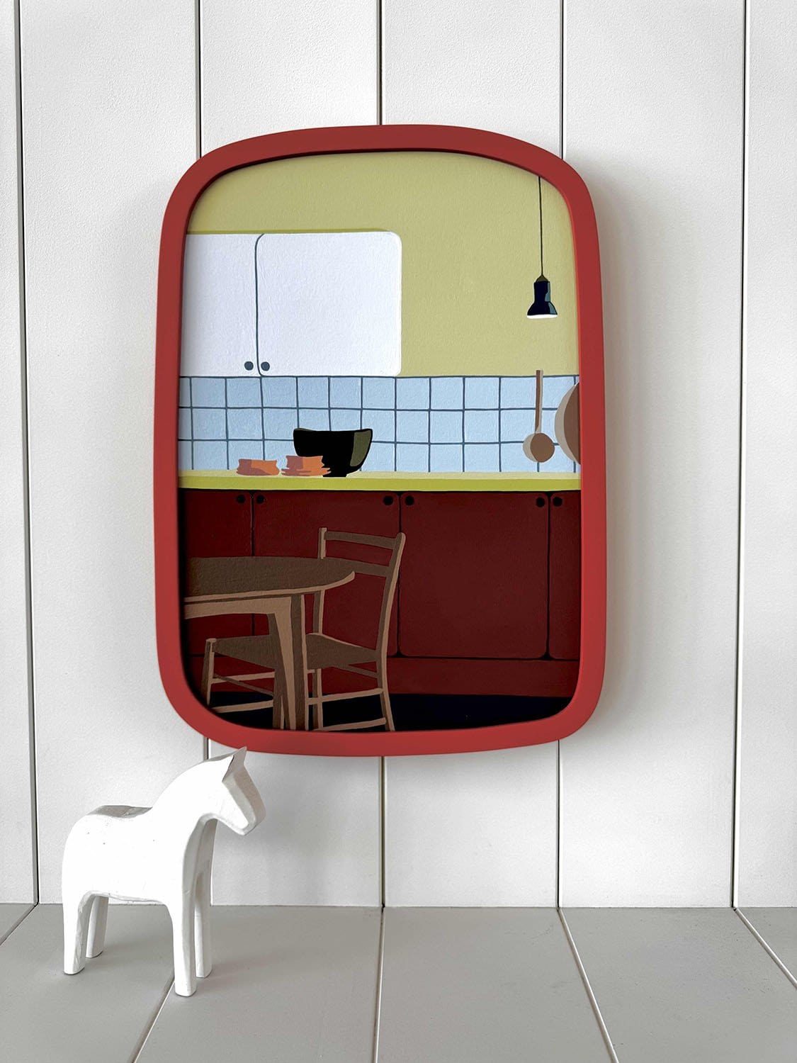 Red Kitchen Blue Tiles - Original Art
