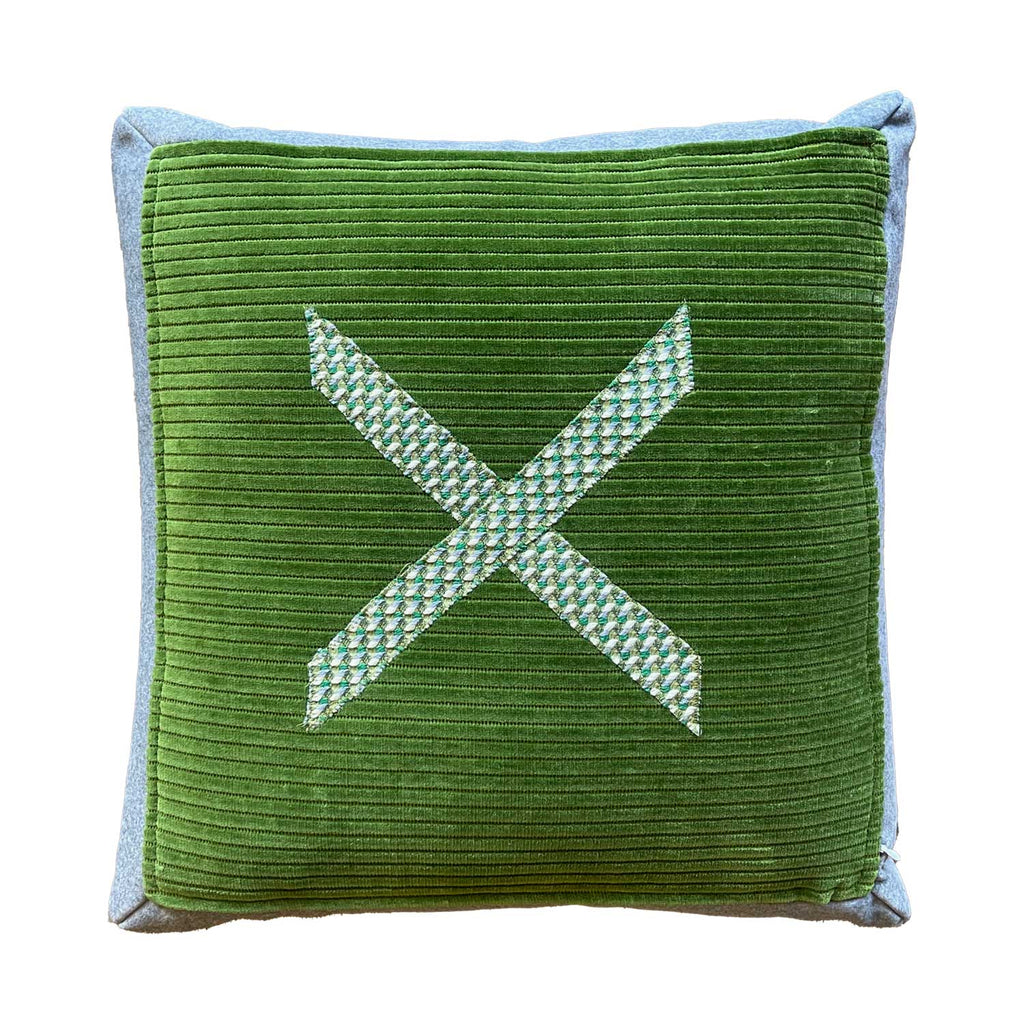 Hand Made Cushion - Green Cross