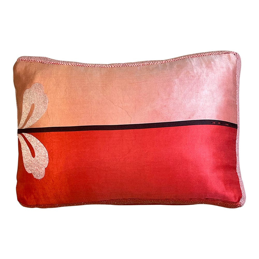 Hand Made Cushion - Red &amp; Pink Silk Princess