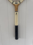 Vintage Tennis Racquet Wall Hanging - Blue & Green Pattern