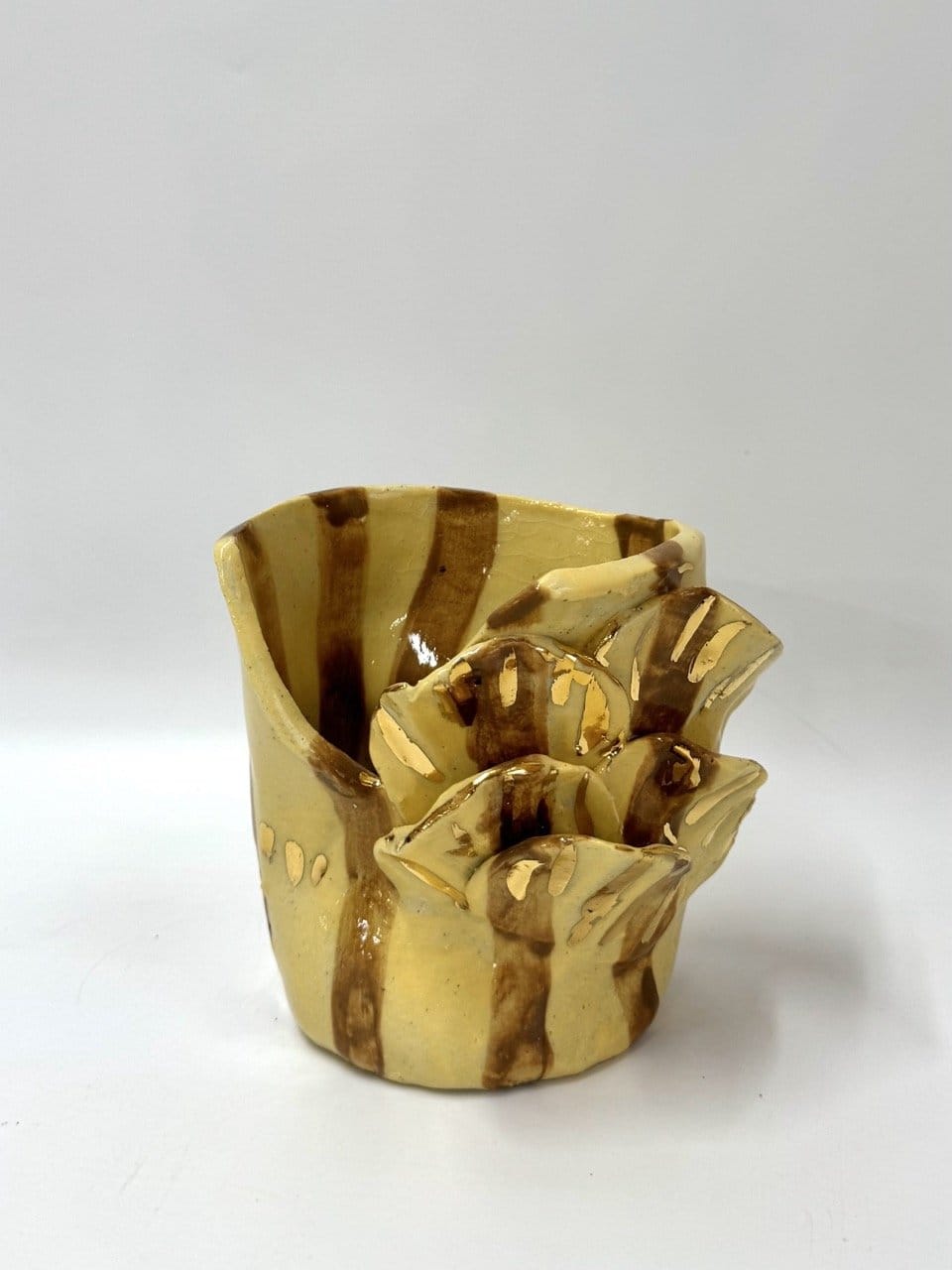 Short Crush Sculptural Vase ' Butter Brown Gold'