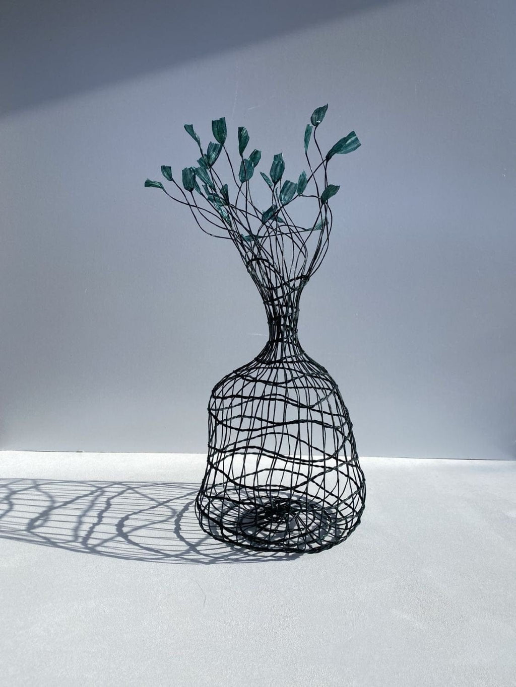 Woven Vase In Emerald Green