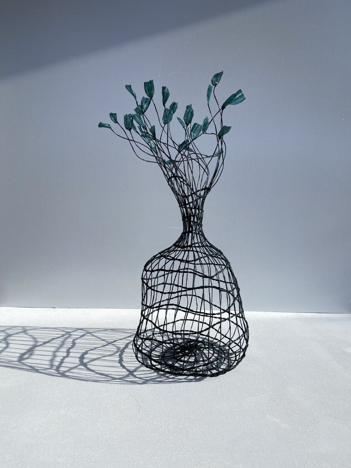 Woven Vase In Emerald Green